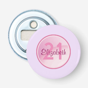Födelsedag Monogram - Namn och ålder på en Rosa ci Flasköppnare