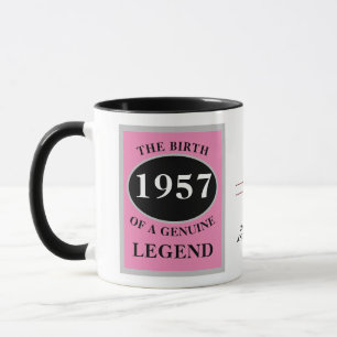 Födelsedag, Monogram, tillsätt år och Namn, svart  Mugg