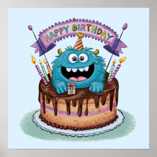 Födelsedag Monster Poster