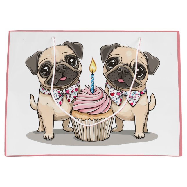 Födelsedag Mops Hunden Cupcake (Framsidan)