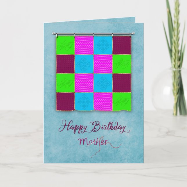 Födelsedag, Mor, murhängpatchwork Quilt Kort (Framsida)
