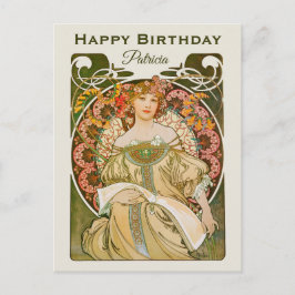 Födelsedag Mucha Reverie Daydröm Art nouveau CC103 Vykort