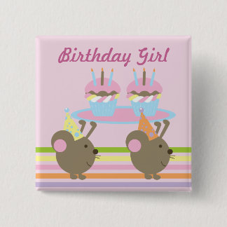 Födelsedag Muffins Party Mice Button Knapp
