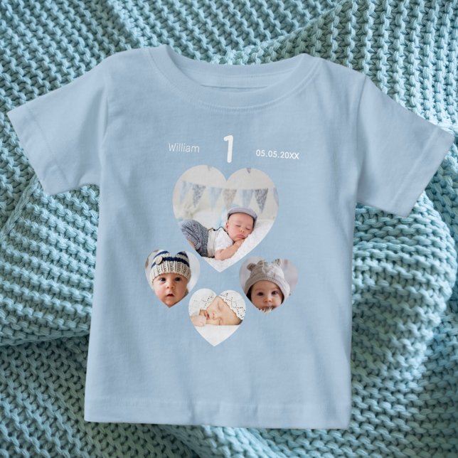Födelsedag namn, fotokollage pojke blue t shirt (Skapare uppladdad)