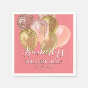 Födelsedag Namn Guld Glitter-ballongålder Pappersservett