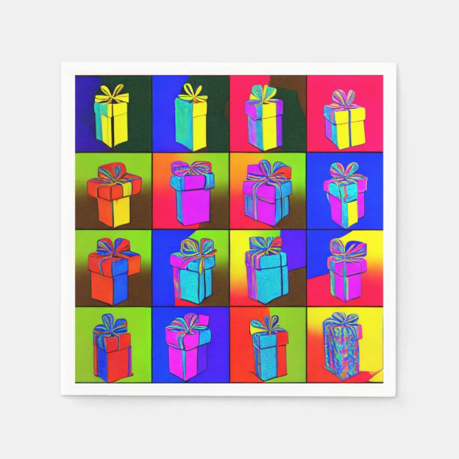 Födelsedag Napkins med Wrapped Gifts Pappersservett (Framsidan)