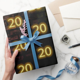 Födelsedag Neon 20-tecken på Brick Presentpapper