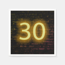 Födelsedag Neon 30-skylt på brickmuren Pappersservett