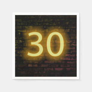 Födelsedag Neon 30-skylt på brickmuren Pappersservett