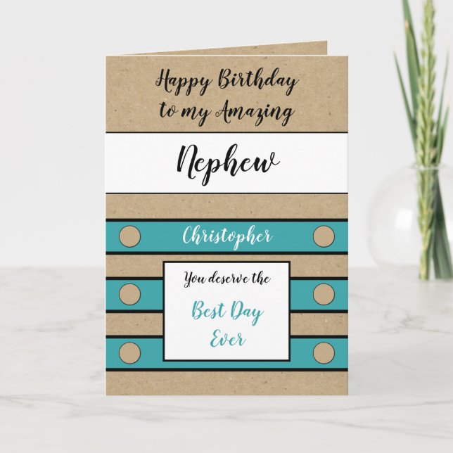 Födelsedag Nephew, bästa dag någonsin, turkotisk r Kort (Framsida)