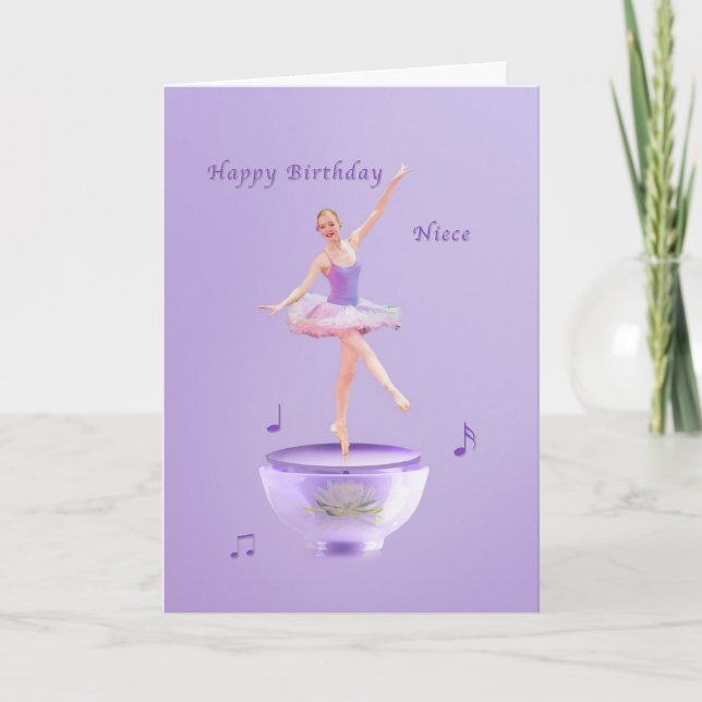 Födelsedag, Niece, Music Box Ballerina Kort (Framsida)