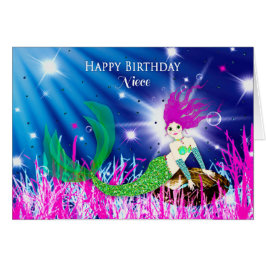 Födelsedag, Niece, Sjöjungfru i djuphavsområdet Hälsningskort