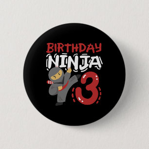 Födelsedag Ninja 3 år Gamla Karate Kids 3:e födels Knapp