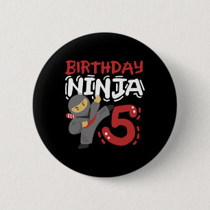 Födelsedag Ninja 5 år Gamla Karate Kids 5:e födels Knapp