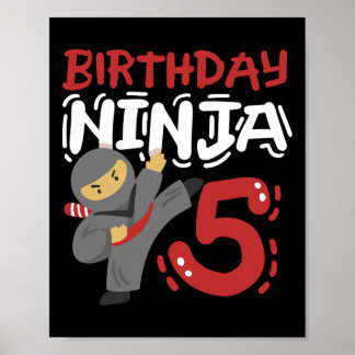 Födelsedag Ninja 5 år Gamla Karate Kids 5:e födels Poster