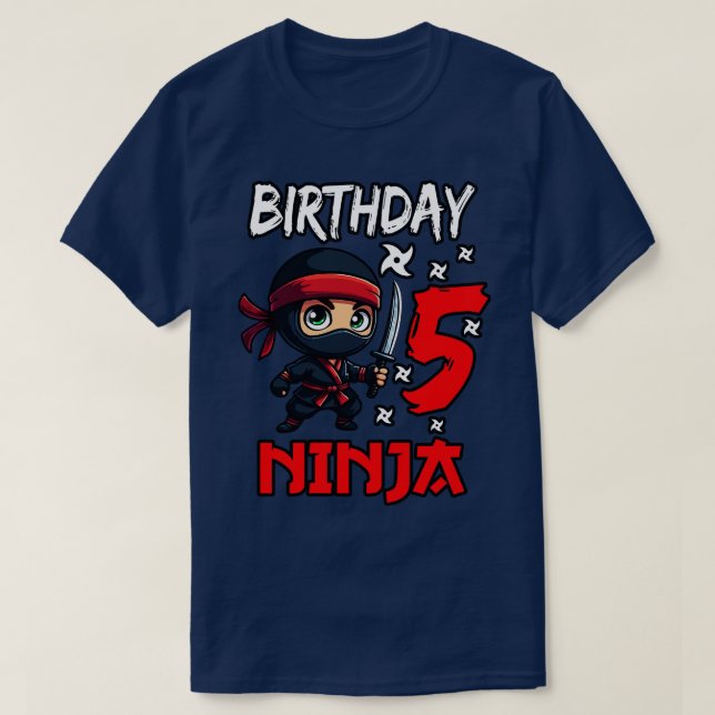 Födelsedag Ninja 5 barn 5 födelsedagar T Shirt (Design framsida)