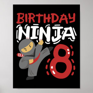 Födelsedag Ninja 8 år Gamla Karate Kids 8:e födels Poster
