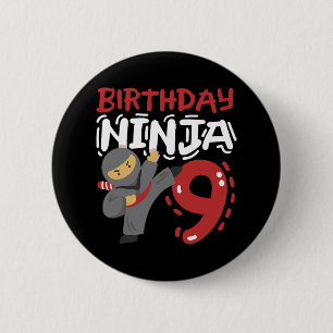 Födelsedag Ninja 9 år Gamla Karate Kids 9:e födels Knapp