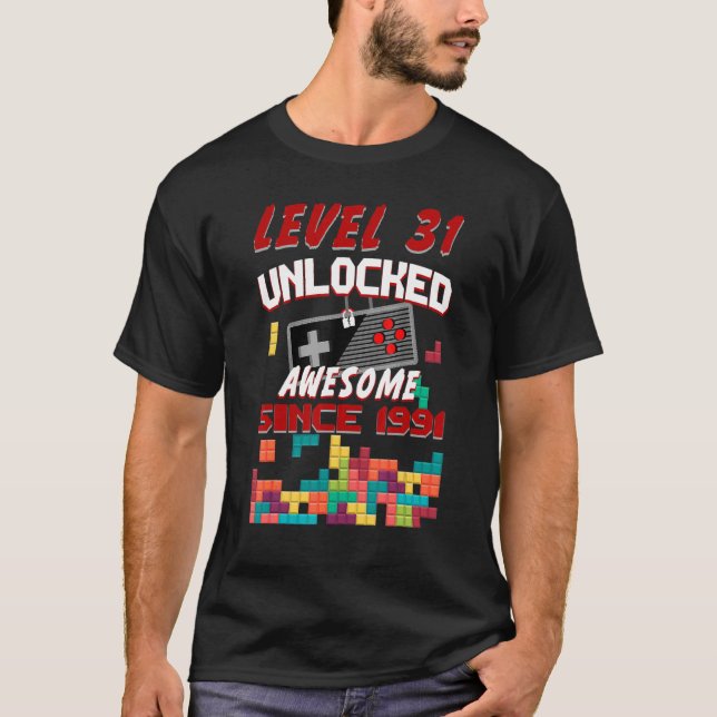 Födelsedag nivå 31 Olåst VIdeo Game Birthday T Shirt (Framsida)