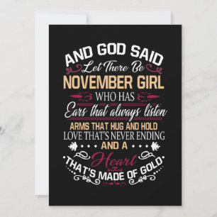 Födelsedag Och Gud Sa Att Det Skulle Bli Novembe Kort