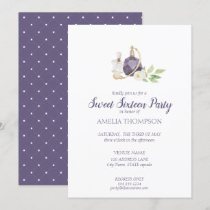 Födelsedag om vattenfärg Parfym Flaska Sweet sixte Inbjudningar