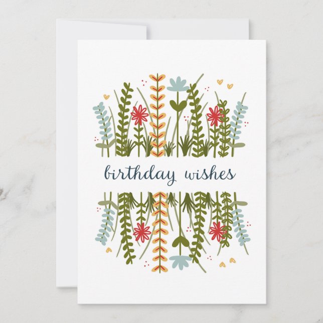 Födelsedag Önskemål Blommigt födelsedagskort Julkort (Framsida)