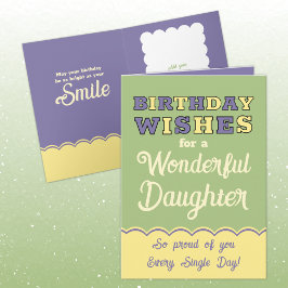 Födelsedag önskemål dotters lila grönt kort