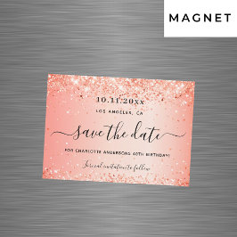 Födelsedag orange glitter spara datum magneter