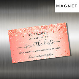 Födelsedag orange glitter spara datum magneter
