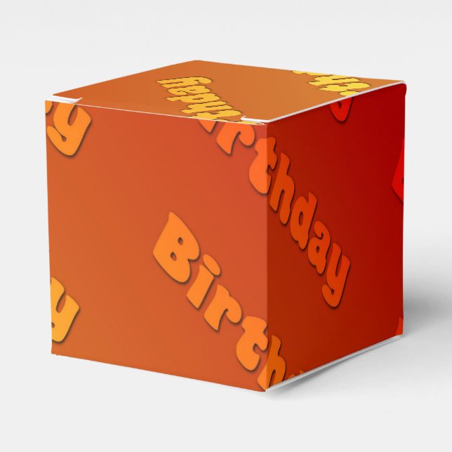 Födelsedag (orange) presentaskar (Framsidan Sidan)