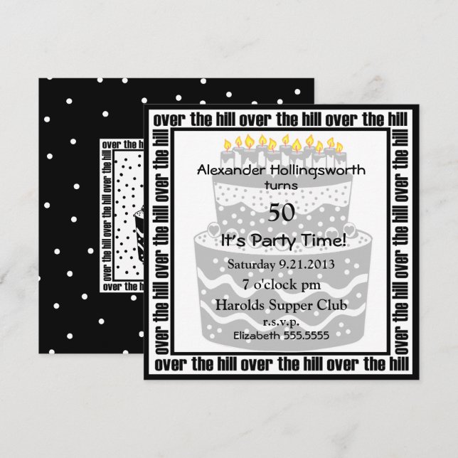 Födelsedag över Backe Party Inbjudningar (Fram/baksida)