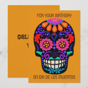 Födelsedag på Dia de los Muertos Felt Leta Skull
