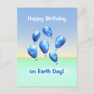 Födelsedag på Earth Day Världsballonger Vykort