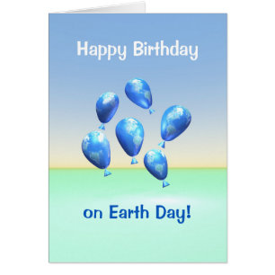 Födelsedag på Earth Day Världsballongskort Hälsningskort