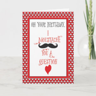 Födelsedag på valentin valentin för dagMoustache Helgkort