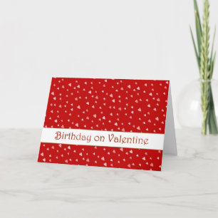 Födelsedag på Valentine Hearts på Rött kort