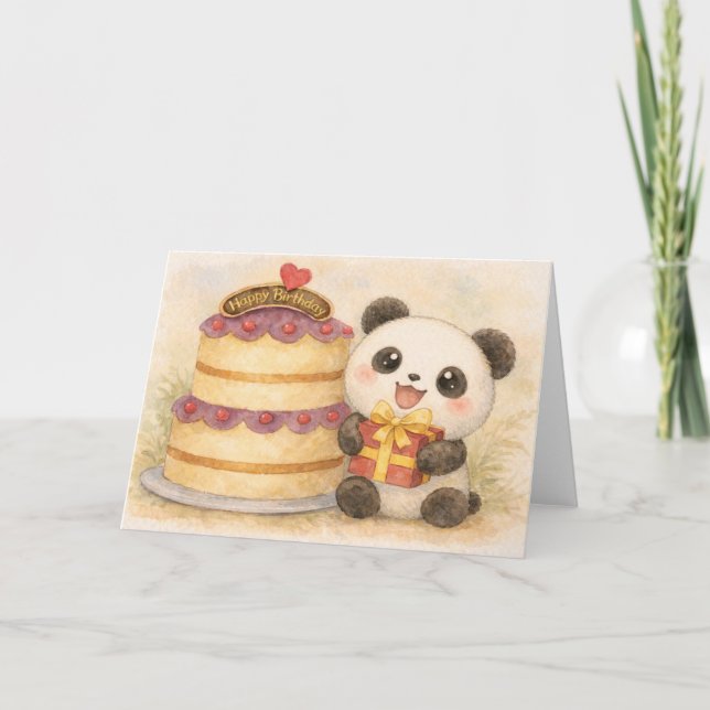 Födelsedag panda helgkort (Framsida)