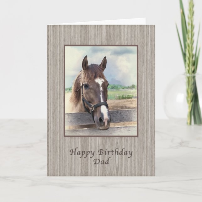 Födelsedag, Pappa, Brown Horse med Bridle Kort (Framsida)