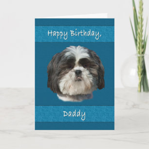 Födelsedag pappa, Shih Tzu hund Kort