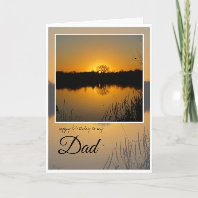 Födelsedag Pappa, Träd Silhouetted Behind Sunrise. Kort (Framsida)