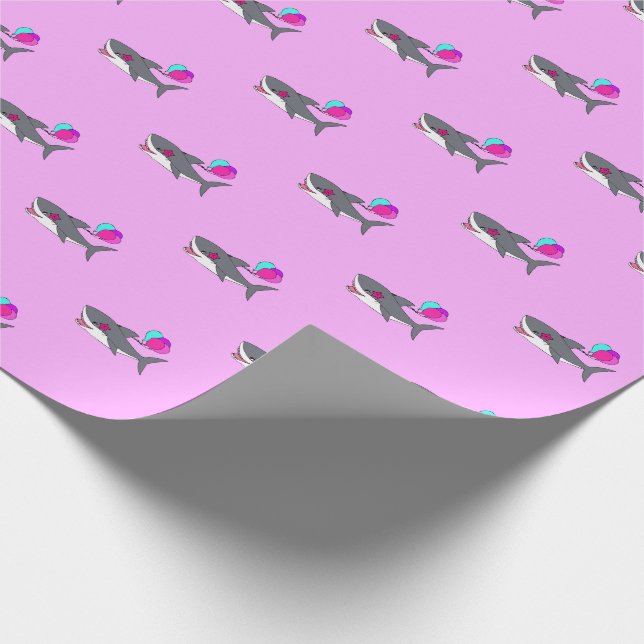 Födelsedag papprare med söt haj presentpapper (Hörn)