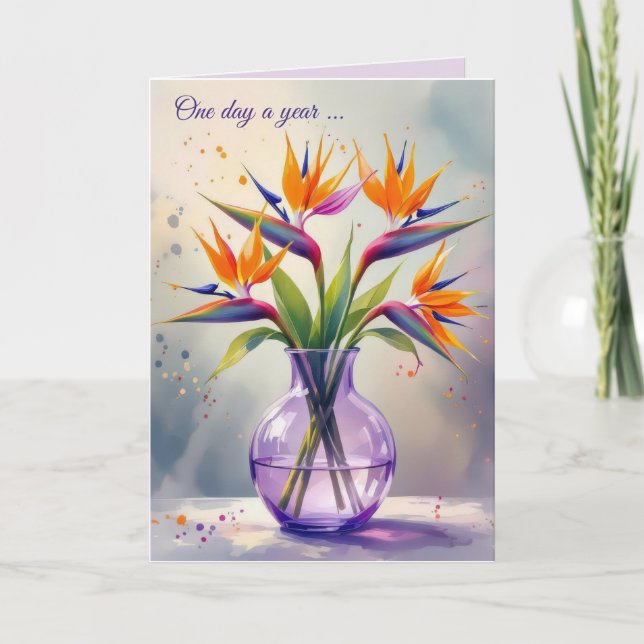 Födelsedag: Paradise Flower Bouquet Kort (Framsida)
