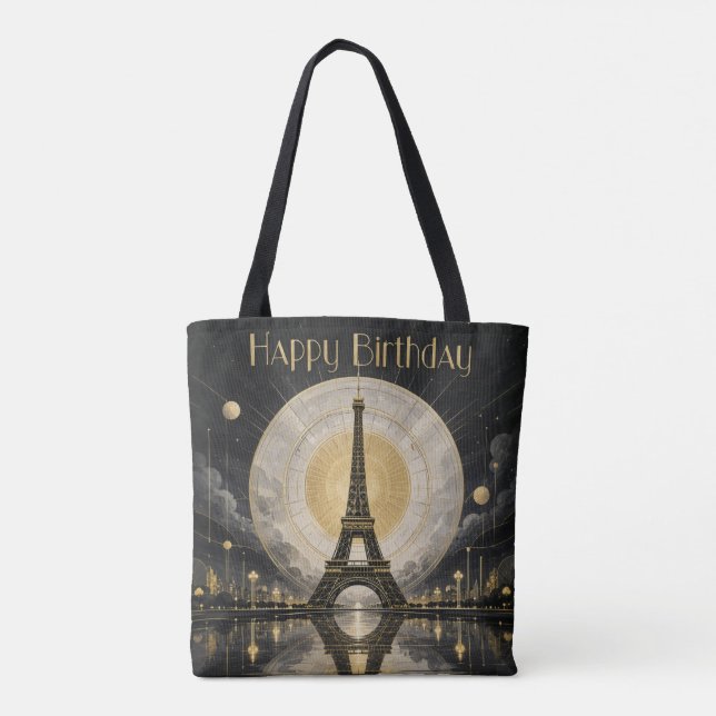 Födelsedag Paris Eiffeltornet Guld Deco Tygkasse (Baksida)
