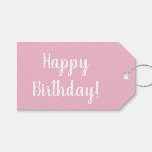 Födelsedag Pastell Rosa Vit Typografi Presentetikett (Framsidan (Horisontell))