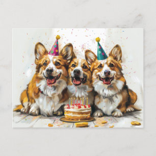 Födelsedag Pembroke Welsh Corgi Hundar Vykort