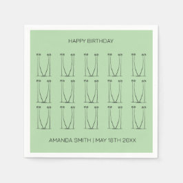 Födelsedag, Personlig Silhouette Coconut Träd Pappersservett