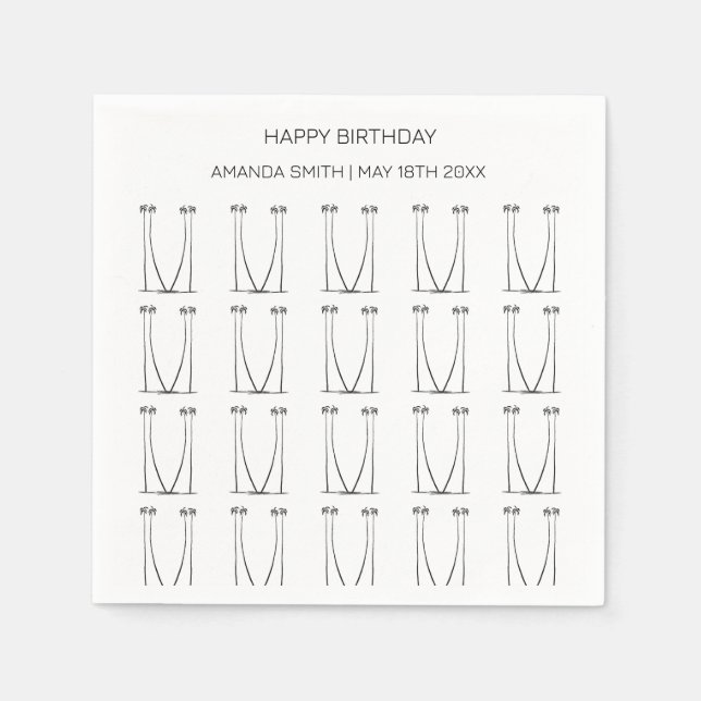 Födelsedag, Personlig Silhuett Kokosnötträd Pappersservett (Framsidan)