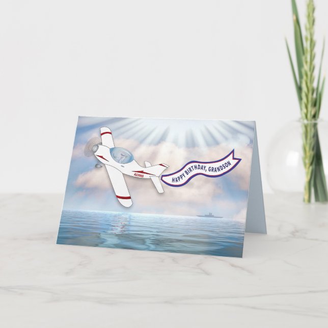 Födelsedag Pilot som flyger Flygplan över Vatten C Kort (Framsida)