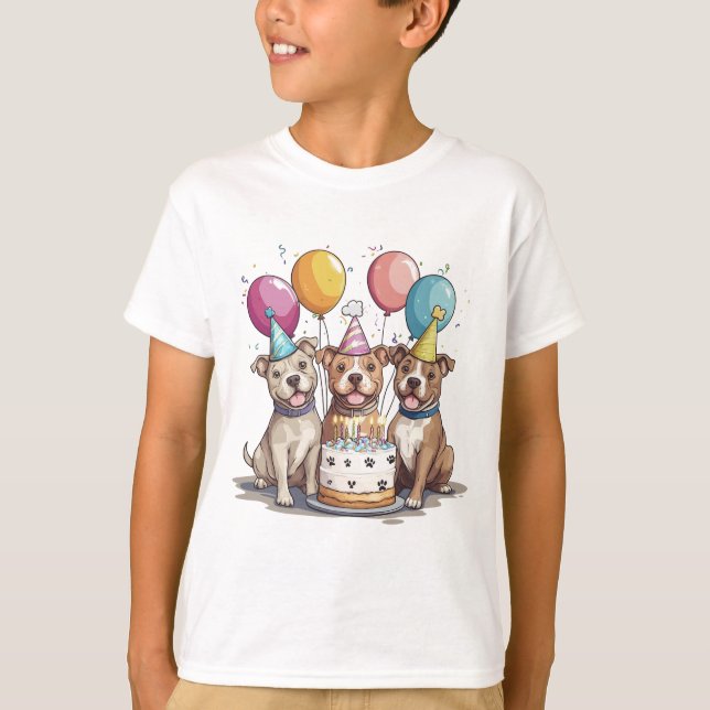 Födelsedag Pit Bull Dogs T Shirt (Framsida)