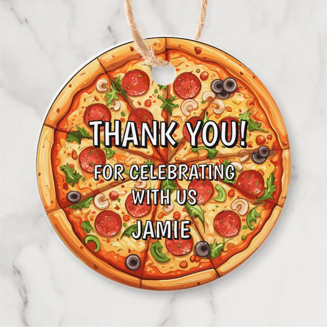 Födelsedag Pizza - första födelsedag Gåvor Etiketter (Framsida)